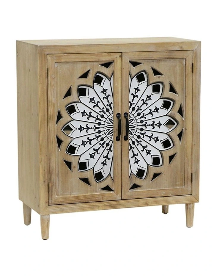 Mandala Flower Wooden Cabinet in Brown image 1