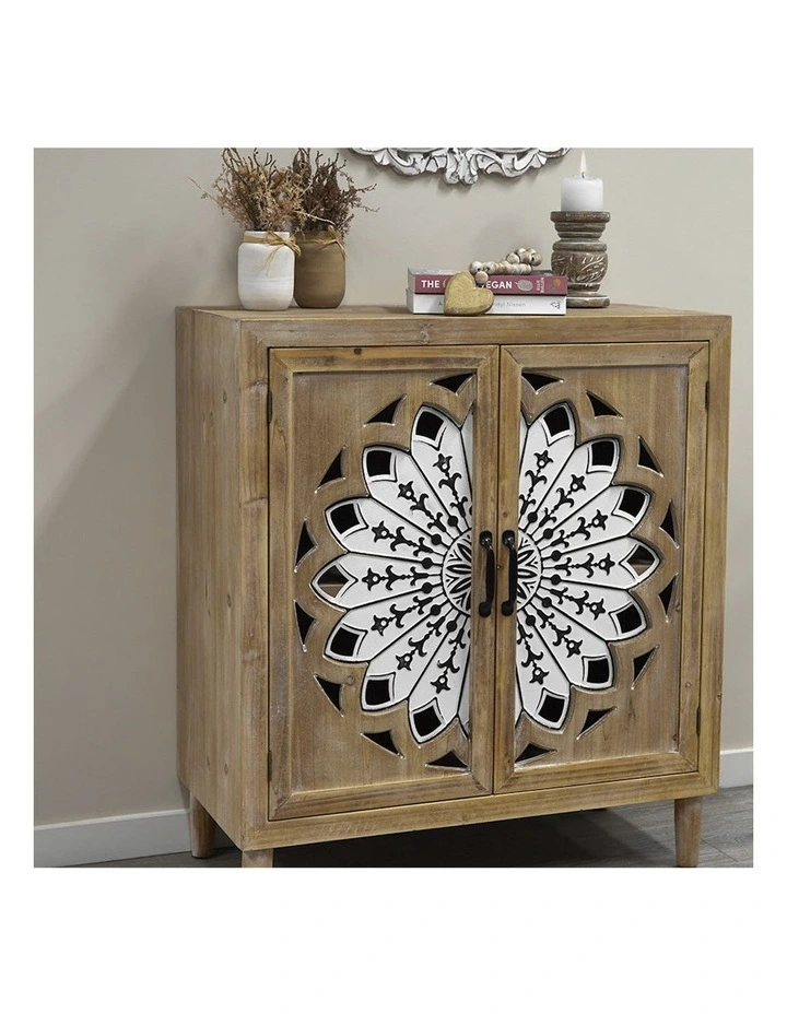 Mandala Flower Wooden Cabinet in Brown image 5