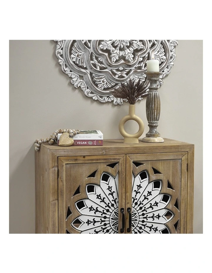 Mandala Flower Wooden Cabinet in Brown image 6