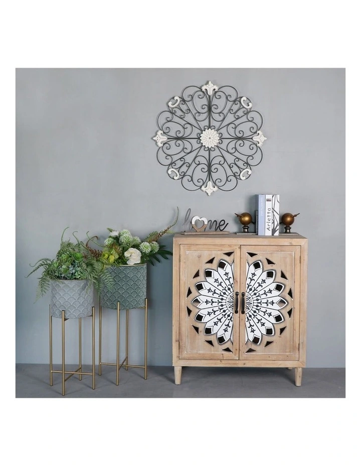 Mandala Flower Wooden Cabinet in Brown image 7