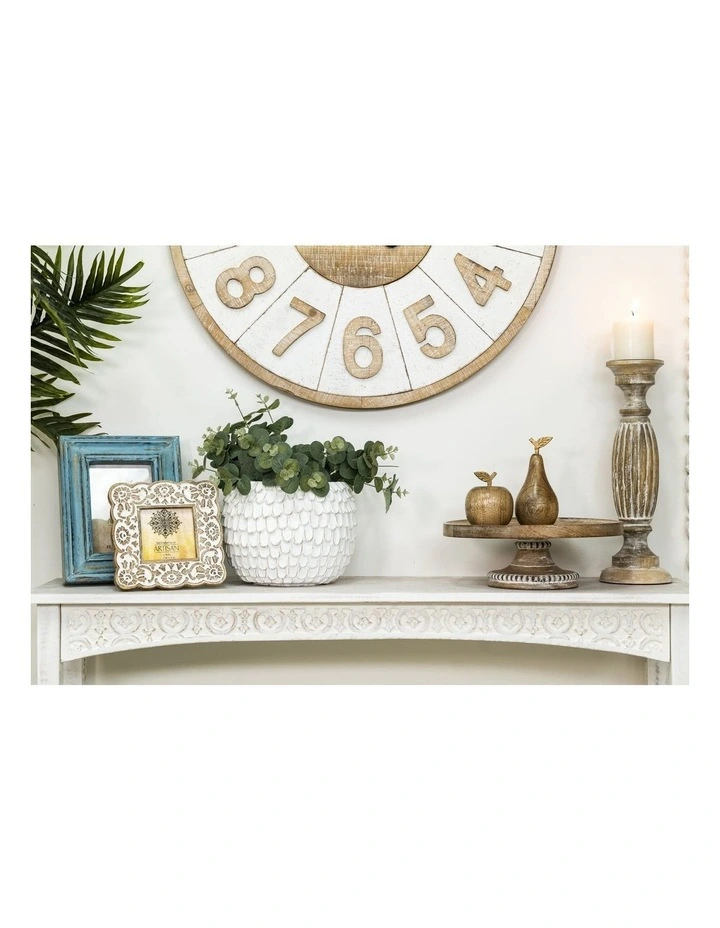 Handcrafted Mangowood Beaded Cake Stand in Natural/Whitewash image 5
