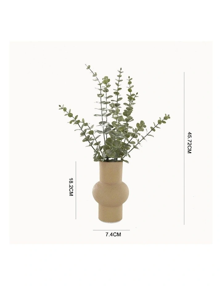Artificial Eucalyptus Blue Gum in Ceramic Vase in Green/White image 2