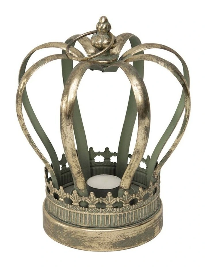 Crown Pillar Candle Holder in Antique Gold image 1