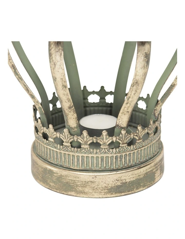 Crown Pillar Candle Holder in Antique Gold image 3