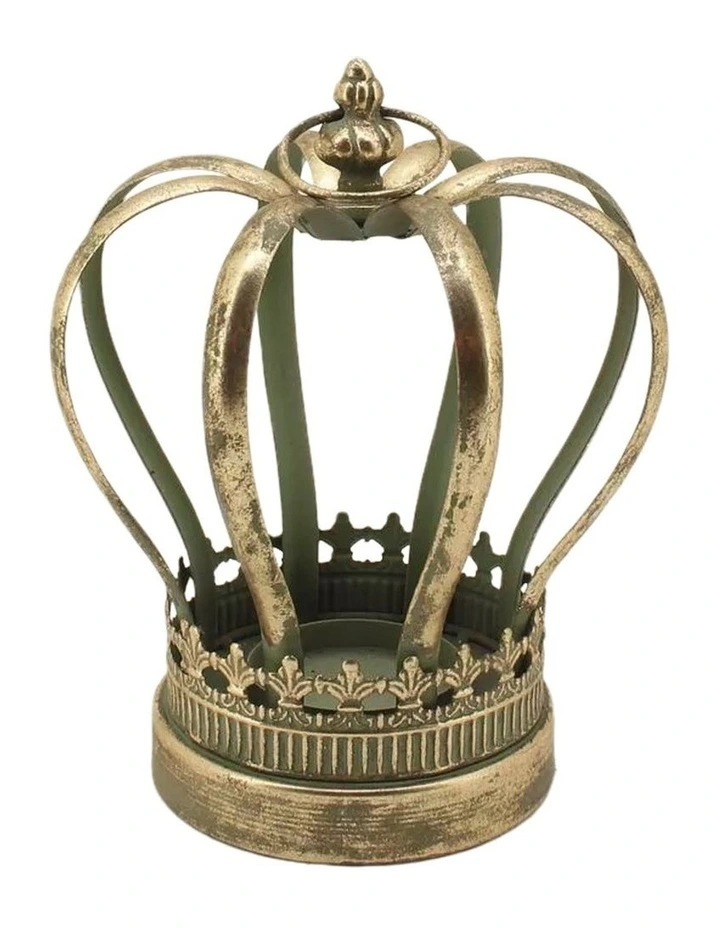 Crown Pillar Candle Holder in Antique Gold image 4