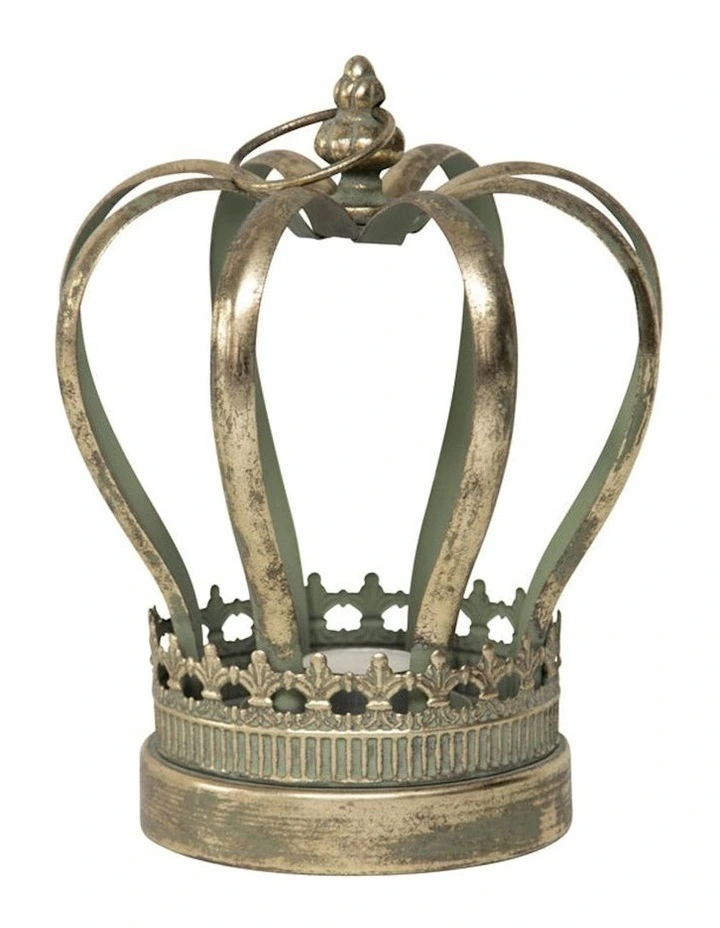 Crown Pillar Candle Holder in Antique Gold image 5