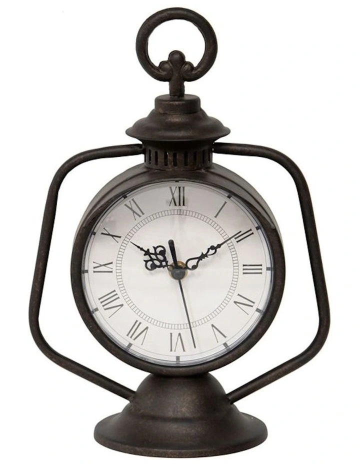 Antique Lantern Table Clock in Antique Dark Copper image 1