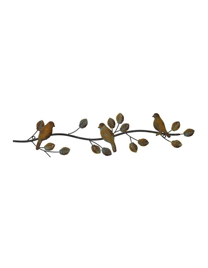 Bird on Branch Decorative Wall Art in Rust image 1
