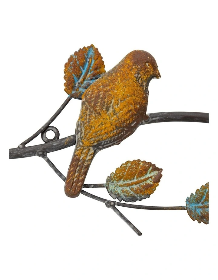 Bird on Branch Decorative Wall Art in Rust image 2