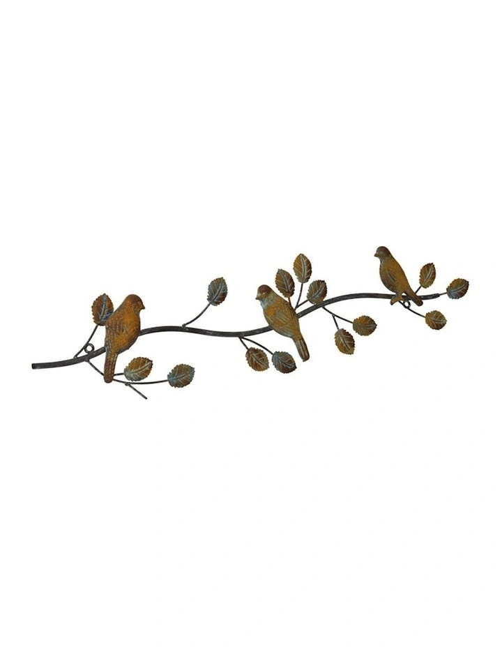 Bird on Branch Decorative Wall Art in Rust image 3