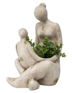 Mother & Child Planter in Stone/Green