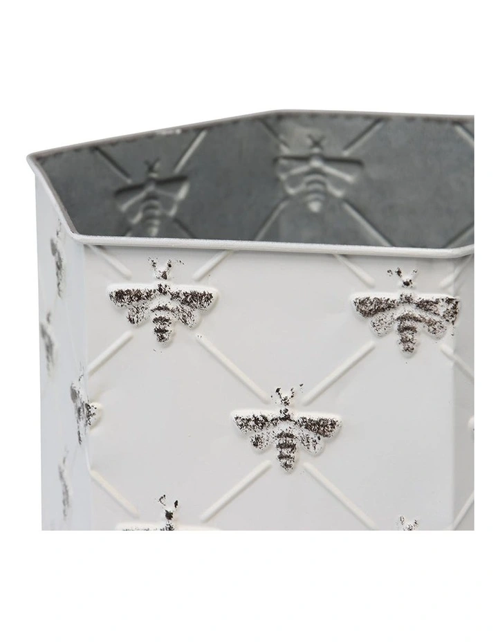 Hexagon Bee Planter Set of 2 in White image 2
