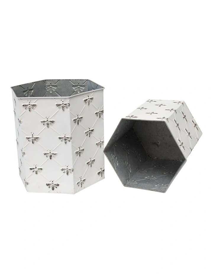 Hexagon Bee Planter Set of 2 in White image 3