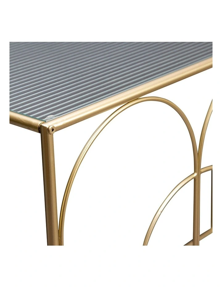 Arch Mirrored Console Table in Gold image 4