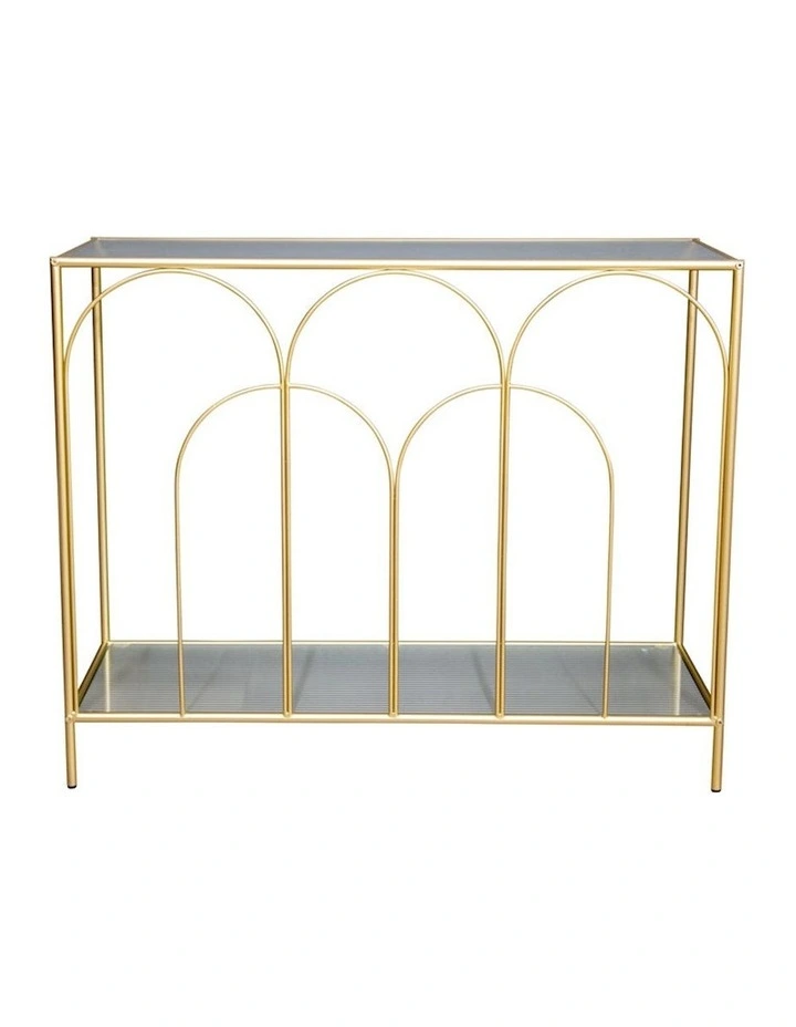 Arch Mirrored Console Table in Gold image 5