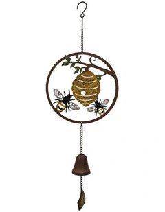 Beehive Laser-Cut Hanging Bell Decor in Multi