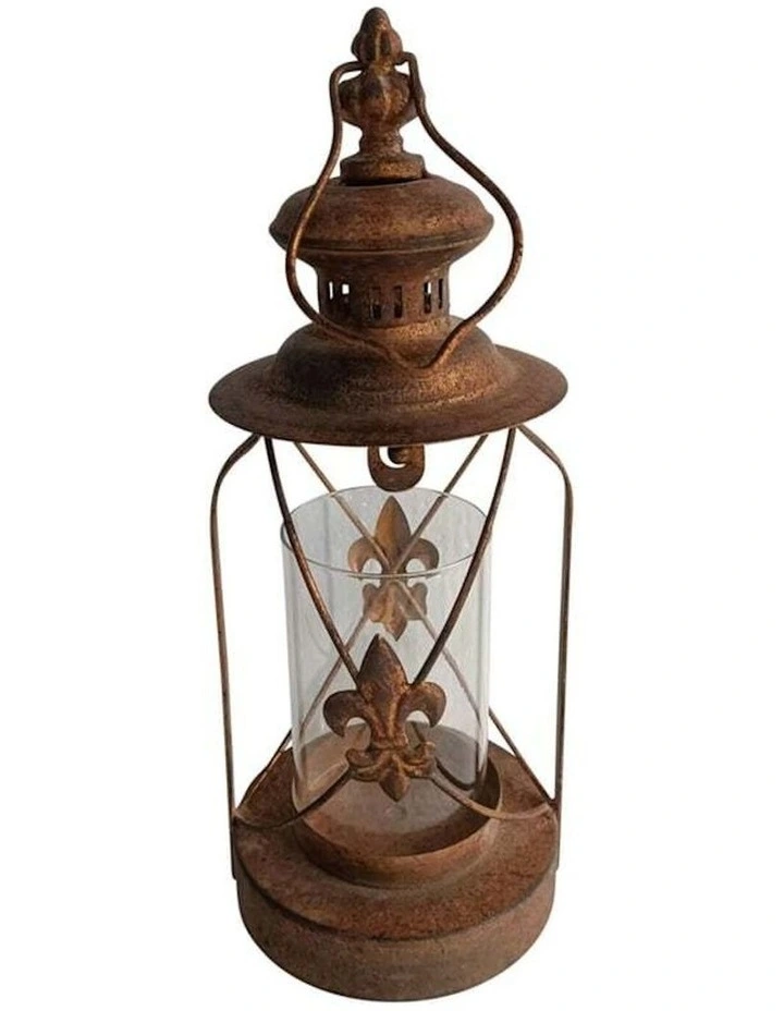 Vintage Metal Lantern With Fleur Design in Multi image 2