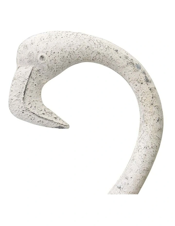 Big Bird Pot Metal Flamingo Planter in Distressed White image 4