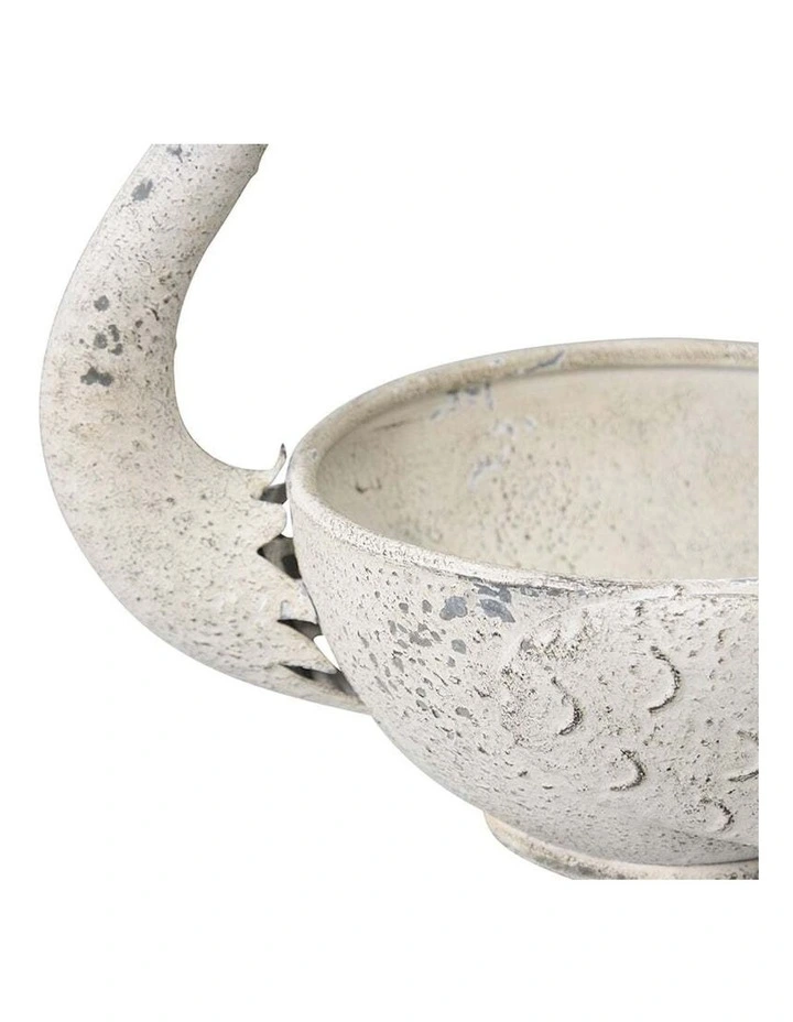 Big Bird Pot Metal Flamingo Planter in Distressed White image 5