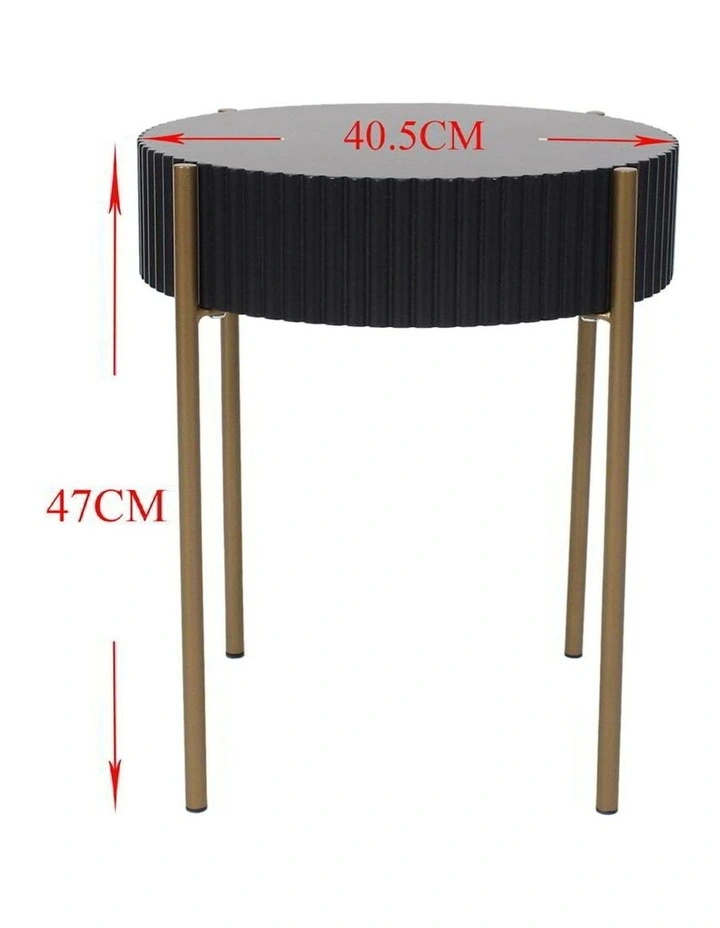 Round Ribbed Tall Coffee Table in Black/Gold image 5