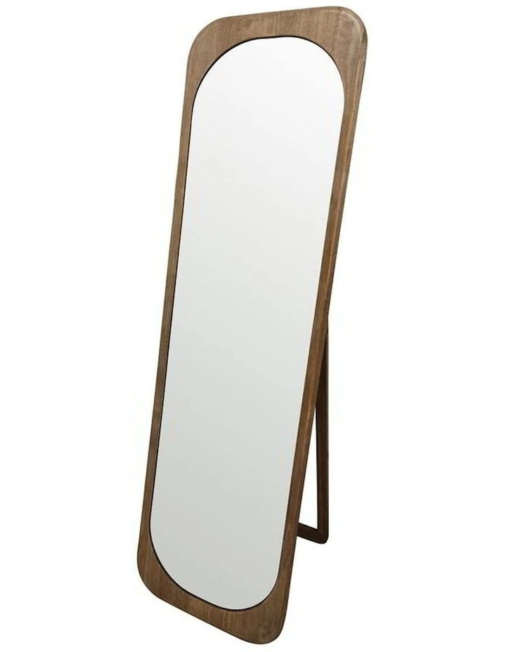 Mid-Century Cheval Floor Mirror with Stand in Natural image 1
