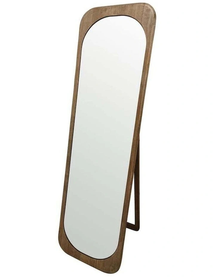 Mid-Century Cheval Floor Mirror with Stand in Natural image 2