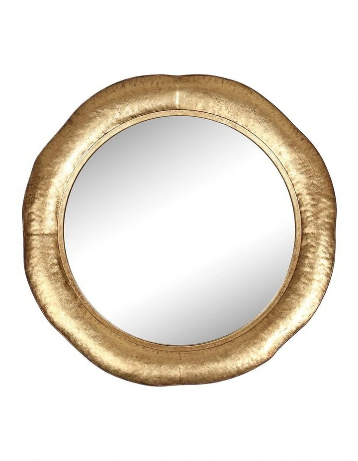 New Framed Round Wall Mirror 80cm in Gold image 1