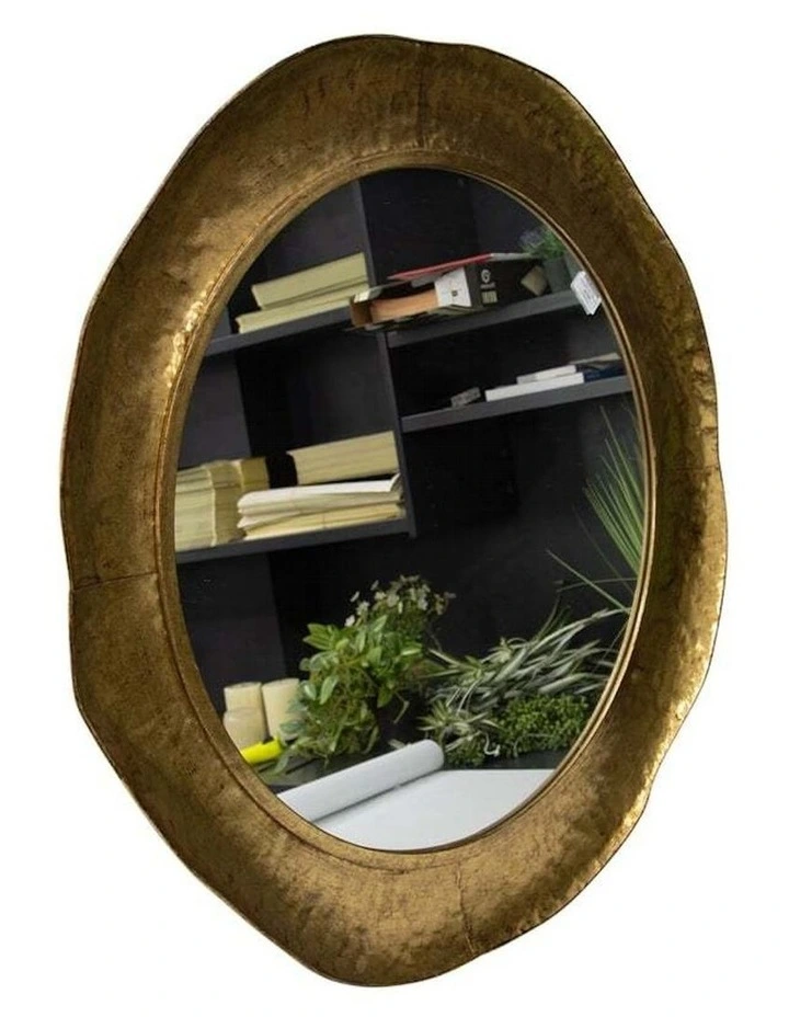 New Framed Round Wall Mirror 80cm in Gold image 2