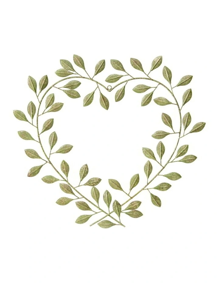 Leafy Heart Metal Wall Art in Green image 1