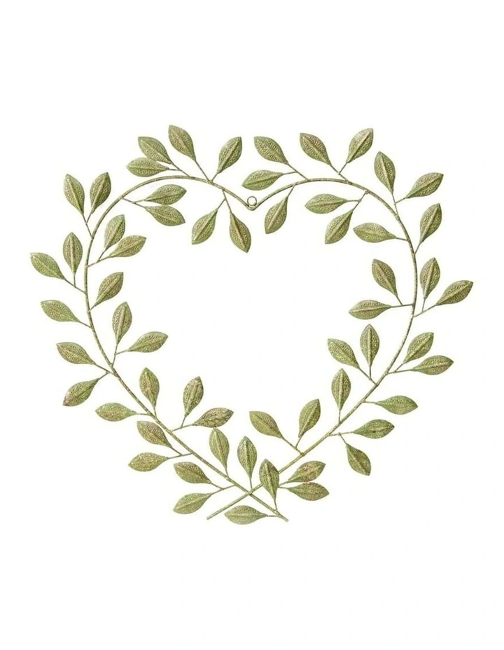 Leafy Heart Metal Wall Art in Green image 3