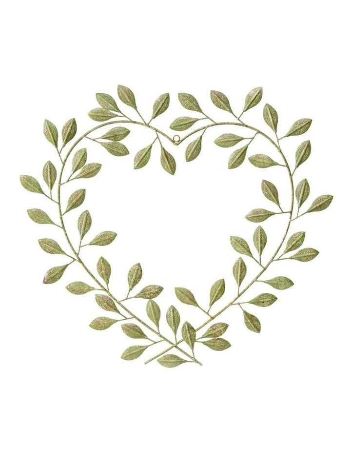Leafy Heart Metal Wall Art in Green image 5