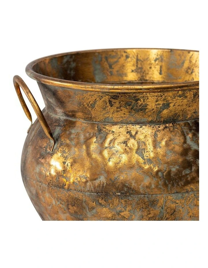 Moroccan Antique Pots Set of 2 in Distressed Gold image 5