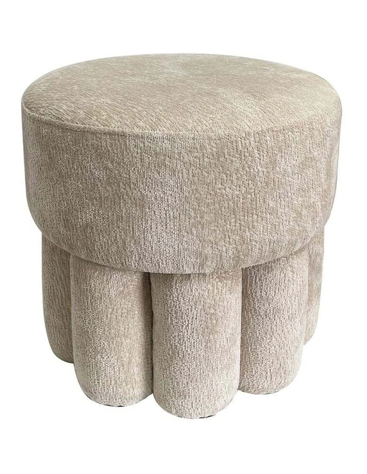 Plush Fabric MDF Footed Ottoman Stool in Beige image 7