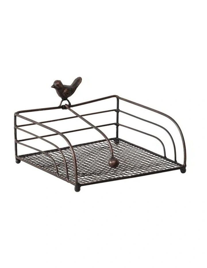 Willow & Silk Metal Bird Design Table Napkin Holder In Brown MYER