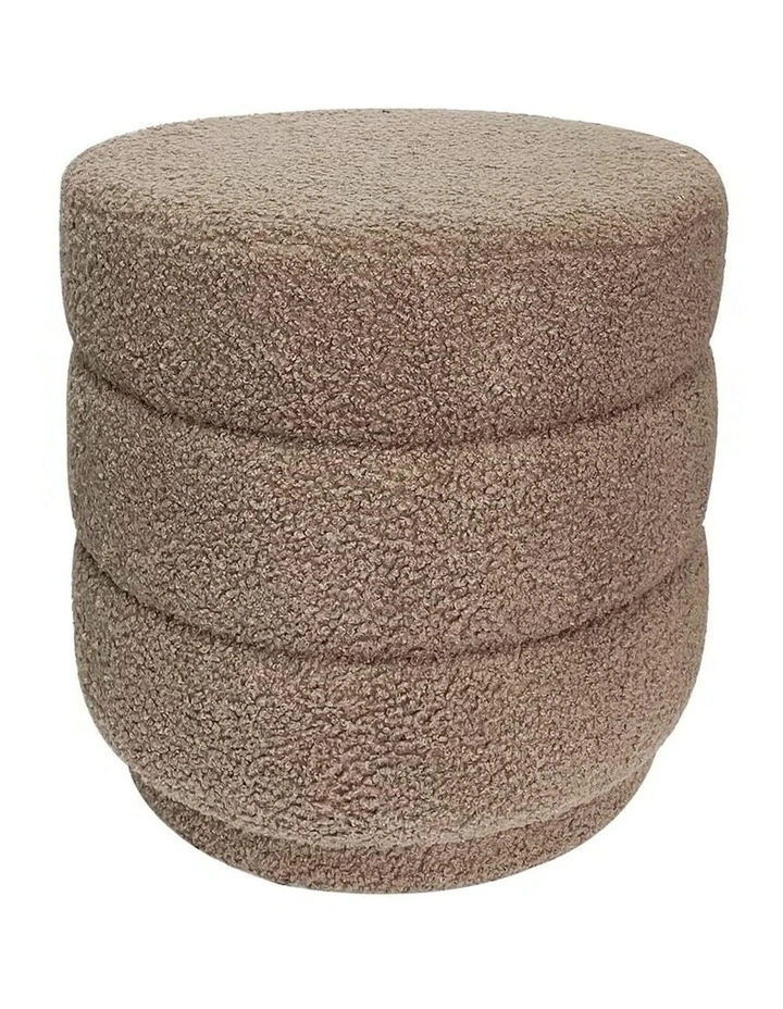Boucle Loop-Style Stepped Ottoman Stool in Brown image 2