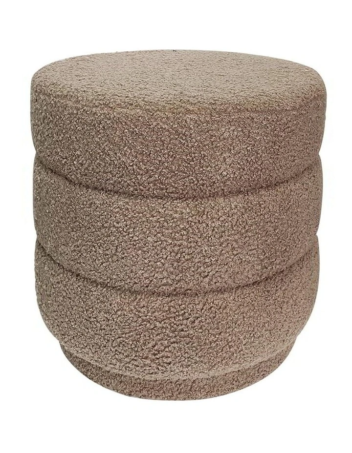Boucle Loop-Style Stepped Ottoman Stool in Brown image 3