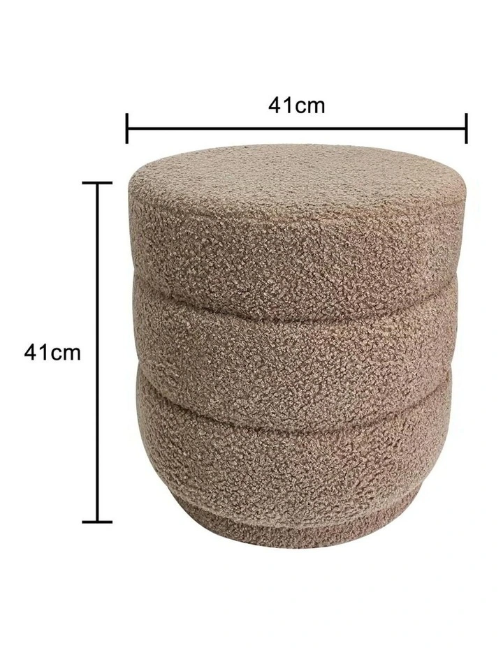 Boucle Loop-Style Stepped Ottoman Stool in Brown image 4