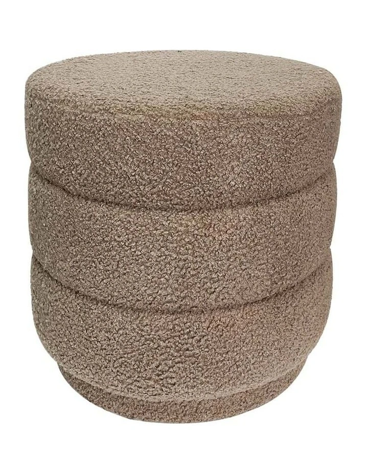 Boucle Loop-Style Stepped Ottoman Stool in Brown image 7