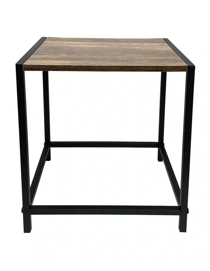 Walnut Finish Metal MDF Square Side Table in Multi image 2