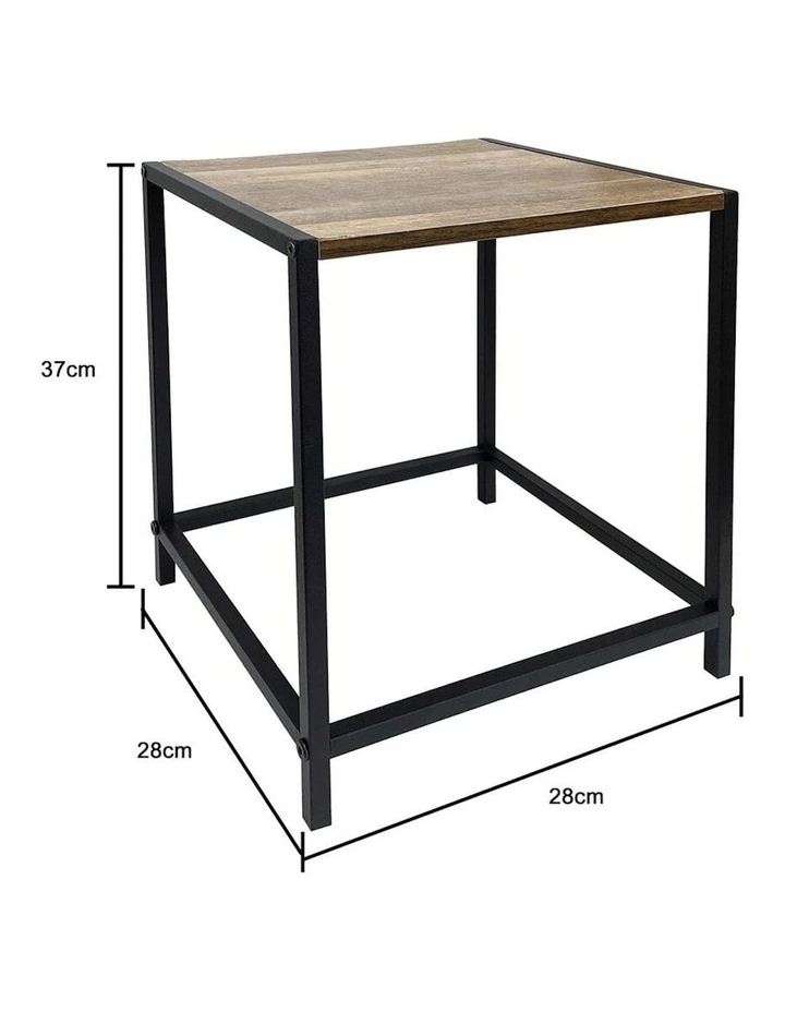 Walnut Finish Metal MDF Square Side Table in Multi image 4