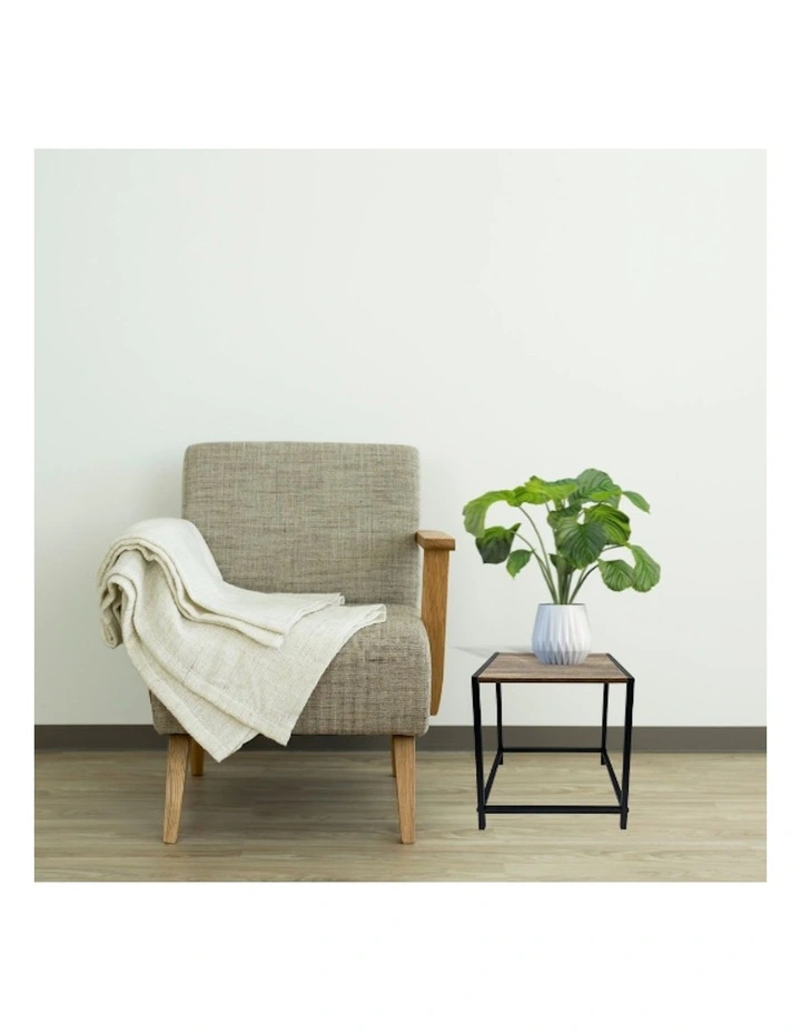 Walnut Finish Metal MDF Square Side Table in Multi image 6