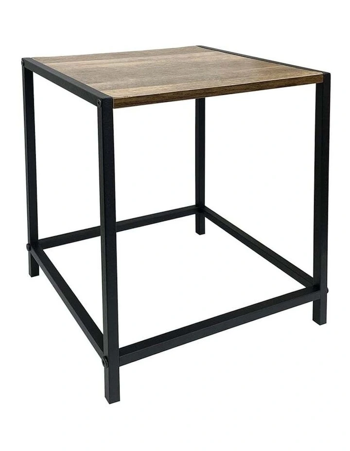 Walnut Finish Metal MDF Square Side Table in Multi image 7