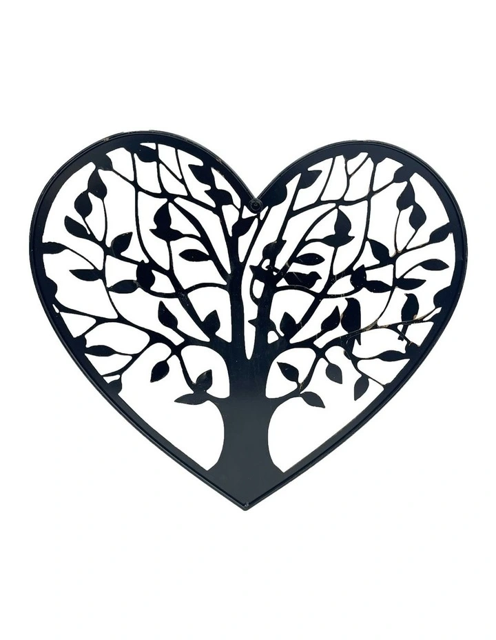 Laser-Cut Metal Tree of Life Heart with Birds Wall Art 45cm in Rust image 3