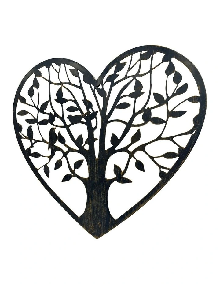 Laser-Cut Metal Tree of Life Heart with Birds Wall Art 45cm in Rust image 4