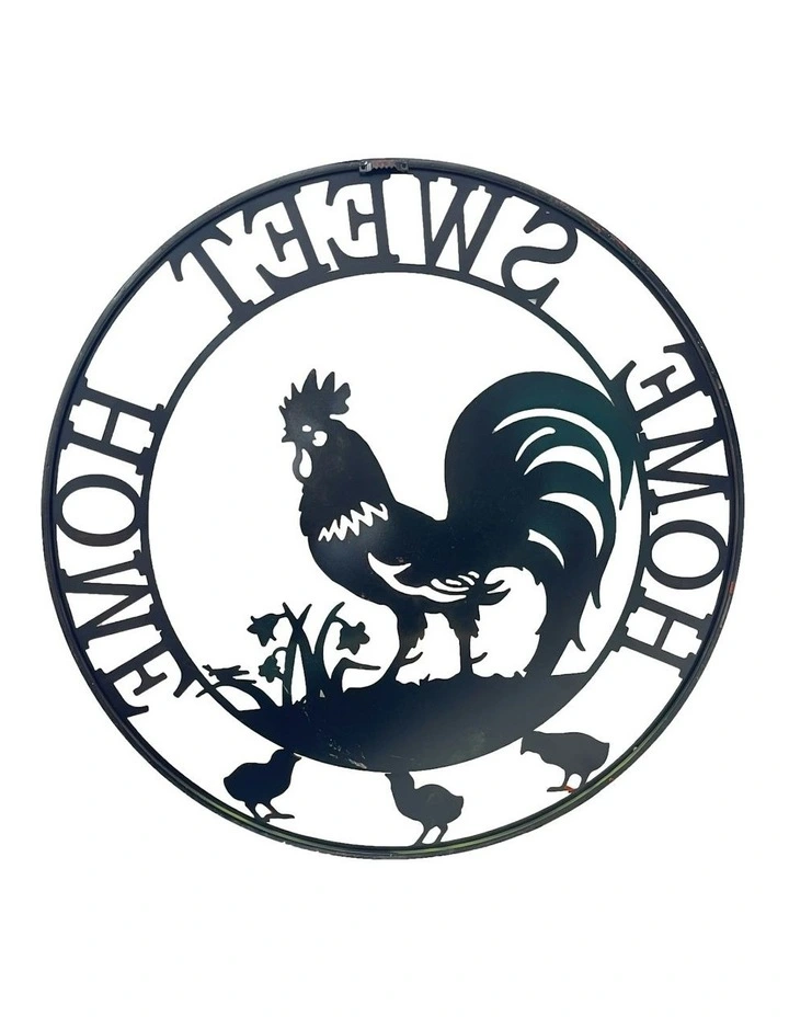 Laser-Cut 'Home Sweet Home' Sign Wall Art 60cm in Rooster/Chooks image 2