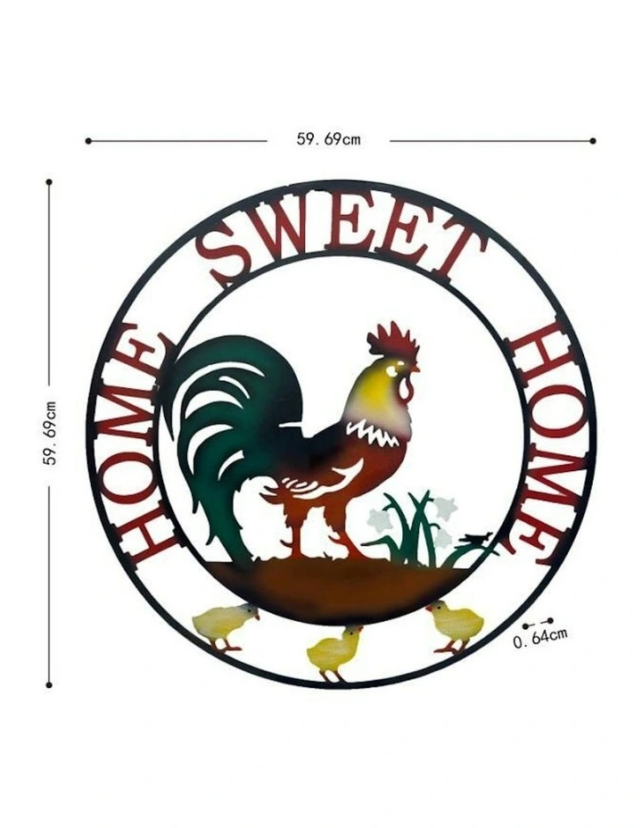 Laser-Cut 'Home Sweet Home' Sign Wall Art 60cm in Rooster/Chooks image 4