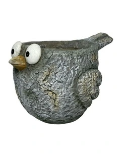 Magnesium Curious Bird Planter 41cm in Grey