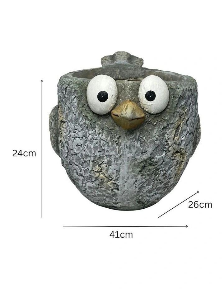 Magnesium Curious Bird Planter 41cm in Grey image 6
