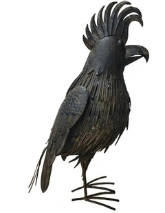 Metal Cockatoo Bird Garden Statue Figurine 66cm in Rust