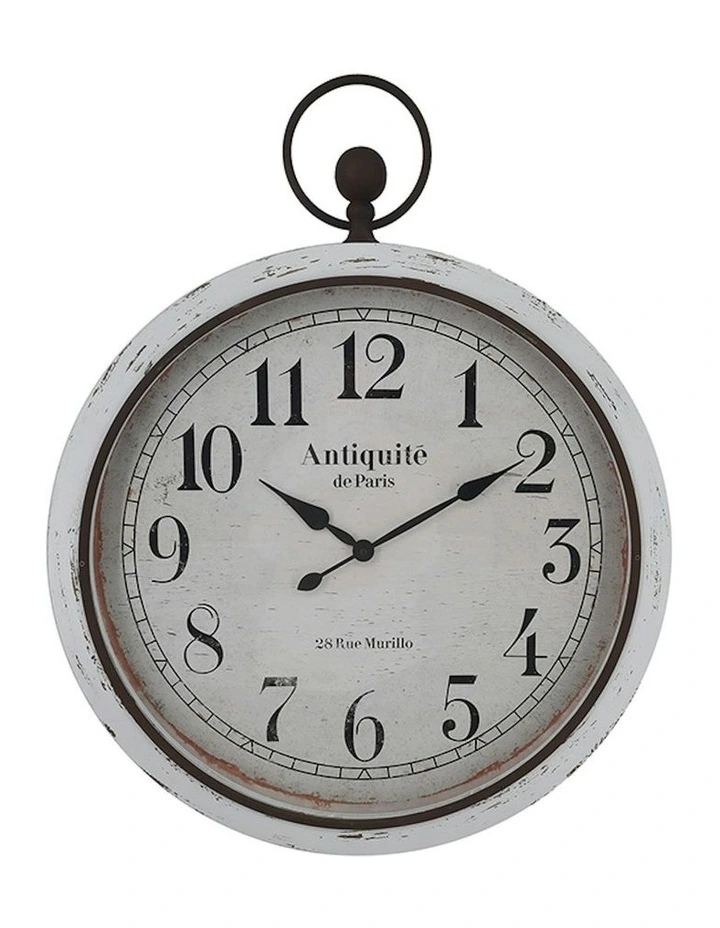 Metal/MDF Antiquite De Paris Glass-Front Wall Clock 76cm in Brown image 1
